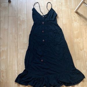 Black Linen crocheted dress from Equador